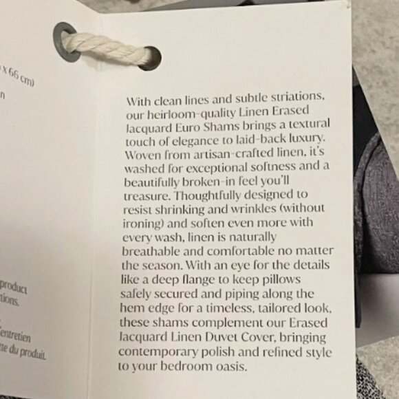 The Threadery Euro Sham Lot of 2 Linen Erased Jacquard Blue Navy Blazer 26 x 26" - Picture 10 of 15